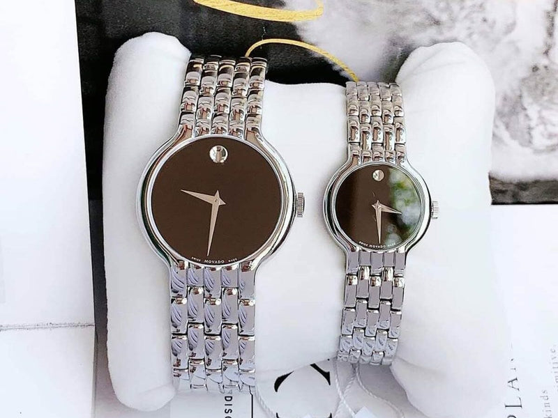 Shop Movado Veturi Quartz Black Dial Silver Steel Strap Watch for Women - 0606338 in USA