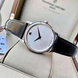 Movado Museum Silver Dial Black Leather Strap Watch For Women - 2100003 Buy Now By Movado