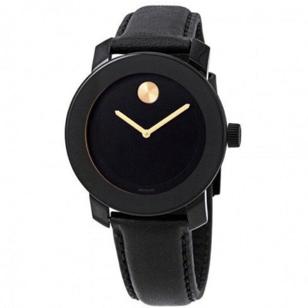 Shop Movado Bold Black Dial Black Leather Strap Watch for Women - 3600527 in USA