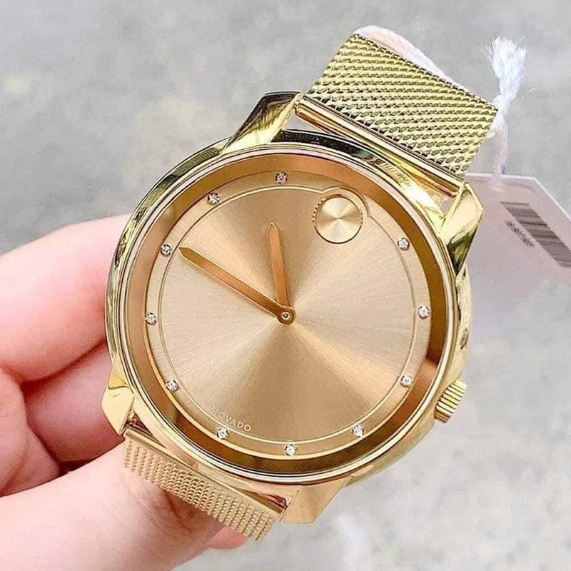 Movado Bold Diamonds Gold Dial Gold Mesh Bracelet Watch For Men - 3600460 Buy Now By Movado