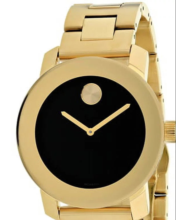 Shop Movado Bold Black Dial Gold Steel Strap Unisex Watch - 3600397 in USA