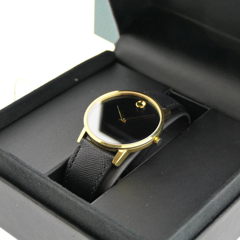 Movado Museum Classic Quartz Black Dial Black Leather Strap Watch for Men - 0607195 Buy Now By Movado