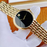 Shop Movado Veturi Black Dial Gold Steel Strap Watch for Women - 0606935 in USA