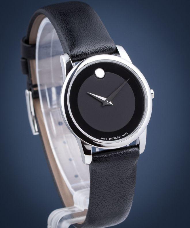 Movado Museum Classic Black Dial Black Leather Strap Watch For Women - 0606503 Buy Now By Movado