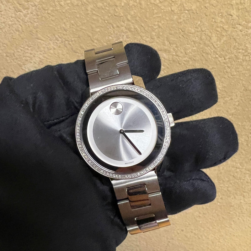 Shop Movado Bold Diamonds Silver Dial Silver Steel Strap Watch for Women - 3600149 in USA