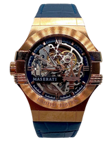 Maserati Automatic Skeleton Dial Rose Gold Blue Leather Strap Watch For Men - R8821108022 Buy Now By Maserati