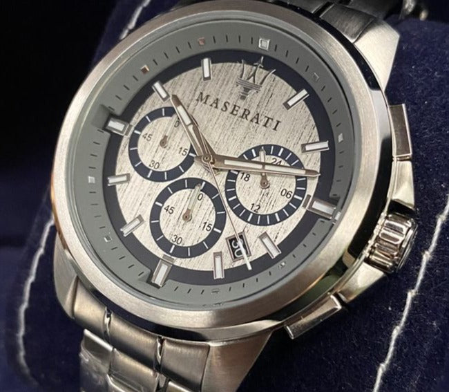 Maserati Successo Chronograph Silver Dial Silver Steel Strap Watch For Men - R8873621006 Buy Now By Maserati