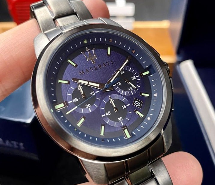Maserati Successo Chronograph Blue Dial Black Steel Strap Watch For Men - R8873621005 Buy Now By Maserati