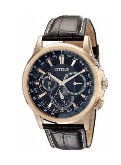 Citizen Eco Drive Calendrier Black Dial Brown Leather StrapWatch For Men - BU2023-12E Buy Now By Citizen