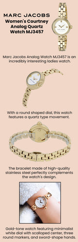 Marc Jacobs Courtney White Dial Gold Steel Strap Watch for Women - MJ3457 Buy Now By Marc Jacobs