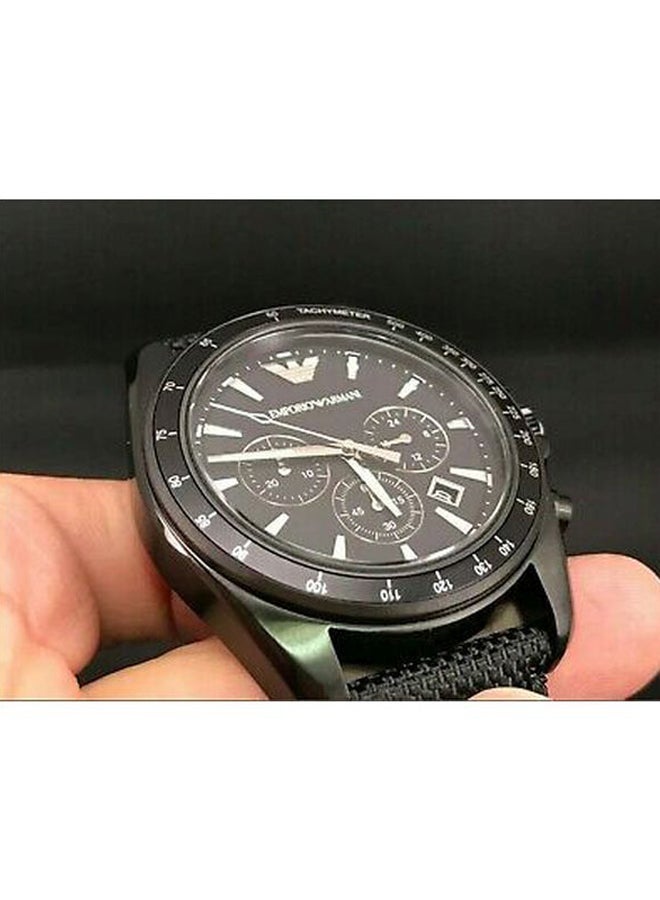 Emporio Armani Sigma Chronograph Black Dial Black Leather Strap Watch For Men - AR6131 Buy Now By Emporio Armani