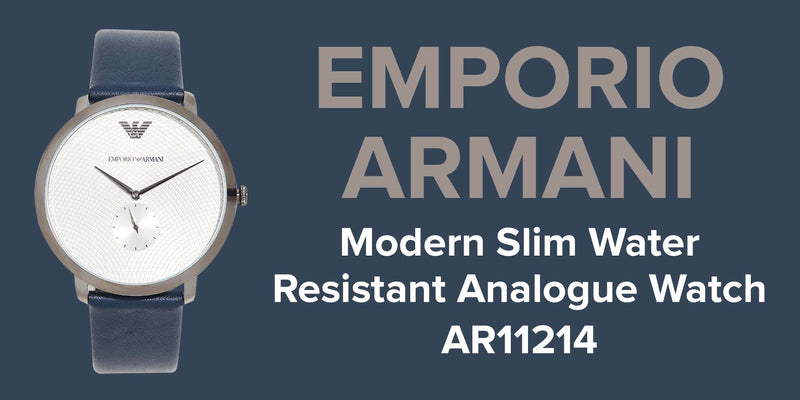 Emporio Armani Modern Slim Analog Silver Dial Blue Leather Strap Watch For Men - AR11214 Buy Now By Emporio Armani