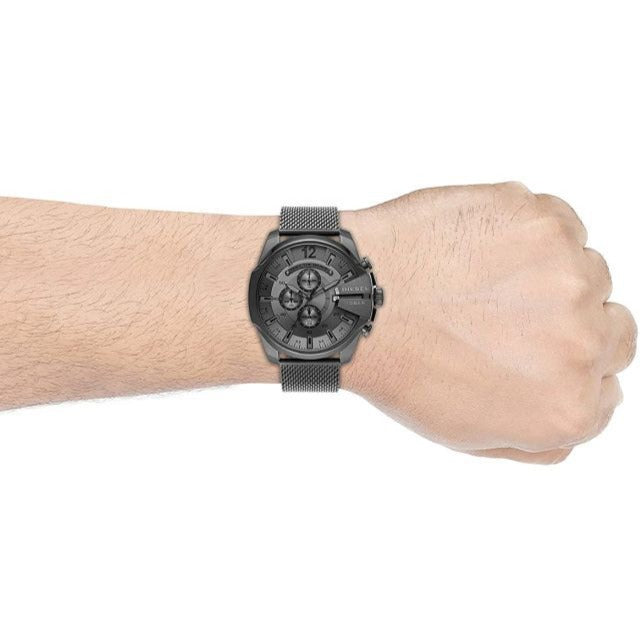 Diesel Mega Chief Chronograph Black Dial Black Mesh Strap Watch For Men - DZ4527