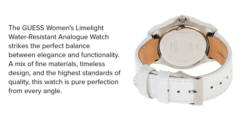 Guess Limelight Quartz Silver Dial White Leather Strap Watch For Women - W0775l8 Buy Now By Guess