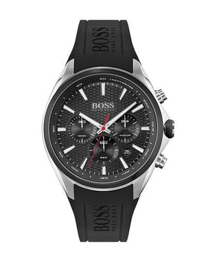 Hugo Boss Distinct Chronograph Black Dial Black Rubber Strap Watch for Men - 1513855