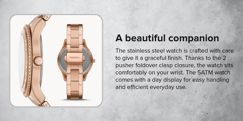 Fossil Stella Sport Multifunction Rose Gold Dial Rose Gold Steel Strap Watch for Women - ES5106 Buy Now By Fossil