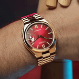 Citizen Tsuyosa Automatic Red Dial Gold Steel Strap Watch For Men - NJ0153-82X Buy Now By Citizen