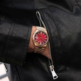 Citizen Tsuyosa Automatic Red Dial Gold Steel Strap Watch For Men - NJ0153-82X Buy Now By Citizen