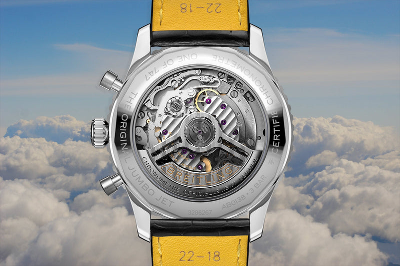 Shop Breitling Navitimer B01 Chronograph 43 Boeing 747 White Dial Black Leather Strap Watch for Men - AB01383B1G1P1 in USA