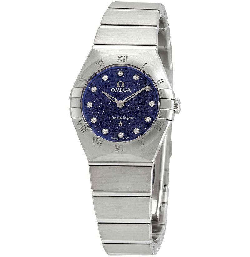 Shop Omega Constellation Manhattan Quartz Diamonds Blue Dial Silver Steel Strap Watch for Women - 131.10.25.60.53.001 in USA