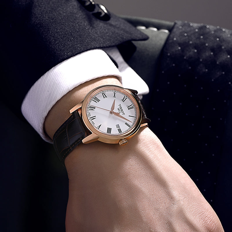 Shop Tissot T Classic Carson White Dial Brown Leather Strap Watch For Men - T085.410.36.013.00 in USA
