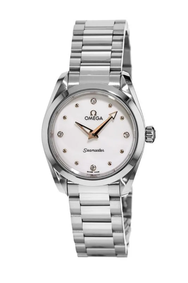 Shop Omega Seamaster Aqua Terra Quartz Diamond Silver Dial Silver Steel Strap Watch for Women - 220.10.28.60.54.001 in USA