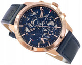 Tommy Hilfiger Henry Chronograph Quartz Blue Dial Blue Leather Strap Watch For Men - 1710475 Buy Now By Tommy Hilfiger