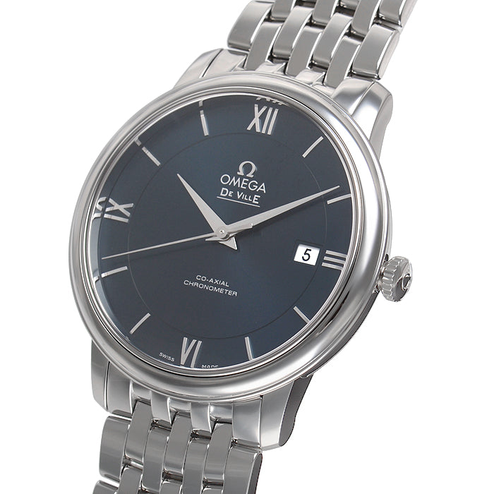 Shop Omega De Ville Prestige Co-Axial Orbis Blue Dial Silver Steel Strap Watch for Men - 424.10.40.20.03.001 in USA