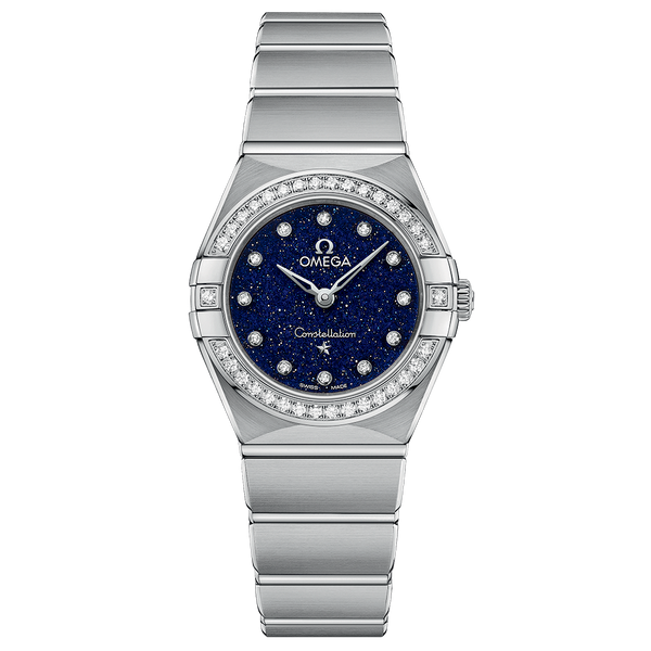 Omega Constellation Manhattan Quartz Diamonds Blue Dial Silver Steel Strap Watch for Women - 131.15.25.60.53.001