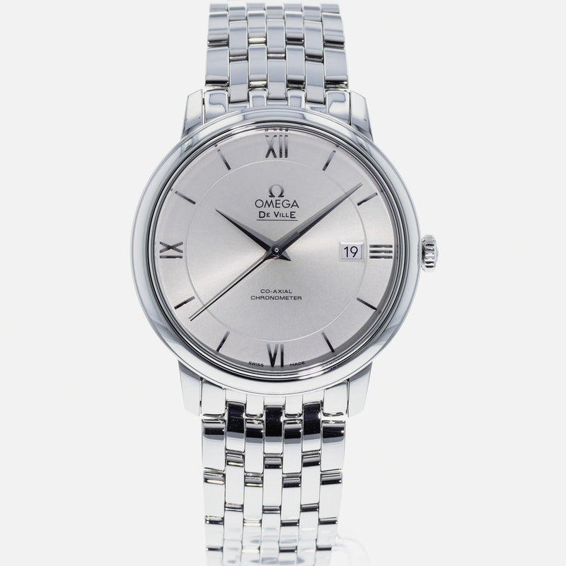 Shop Omega De Ville Prestige Co-Axial Silver Dial Silver Steel Strap Watch for Men - 424.10.40.20.02.003 in USA