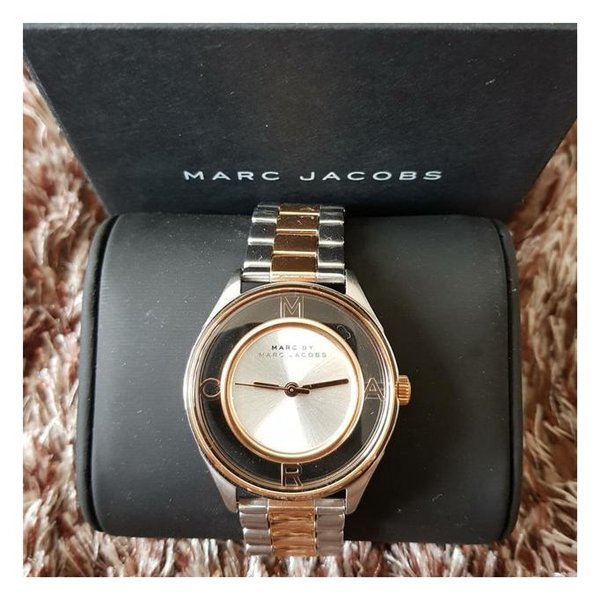 Marc Jacobs Tether Transparent White Dial Two Tone Steel Strap Watch for Women - MBM3436 Buy Now By Marc Jacobs