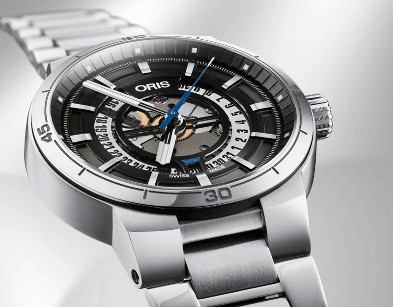 Oris TT1 Engine Date Skeleton Black Dial Silver Steel Strap Watch for Men - 0173377524124-0782408 Buy Now By Oris