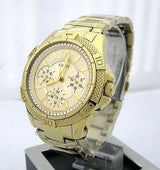 Guess Mini Phantom Diamonds Gold Dial Gold Steel Strap Watch for Women - W0235L5 Buy Now By Guess