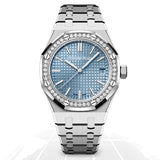 Audemars Piguet Royal Oak 50th Anniversary Diamond Ice Blue Dial Silver Steel Strap Watch for Men - 15551ST.ZZ.1356ST.01