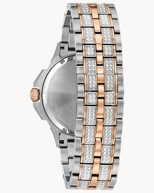 Bulova Octova Crystal Silver Dial Two Tone Steel Strap Watch for Men - 98C133 Buy Now By Bulova
