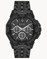 Bulova Octova Chronograph Black Crystal Dial Black Steel Strap Watch for Men - 98C134 Buy Now By Bulova