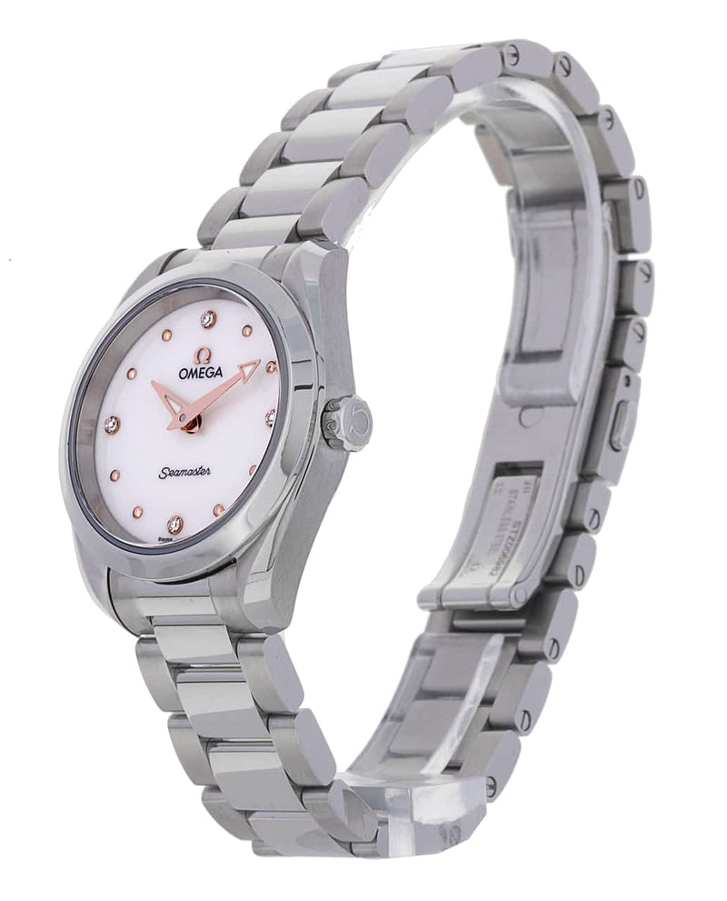 Shop Omega Seamaster Aqua Terra Quartz Diamond Silver Dial Silver Steel Strap Watch for Women - 220.10.28.60.54.001 in USA