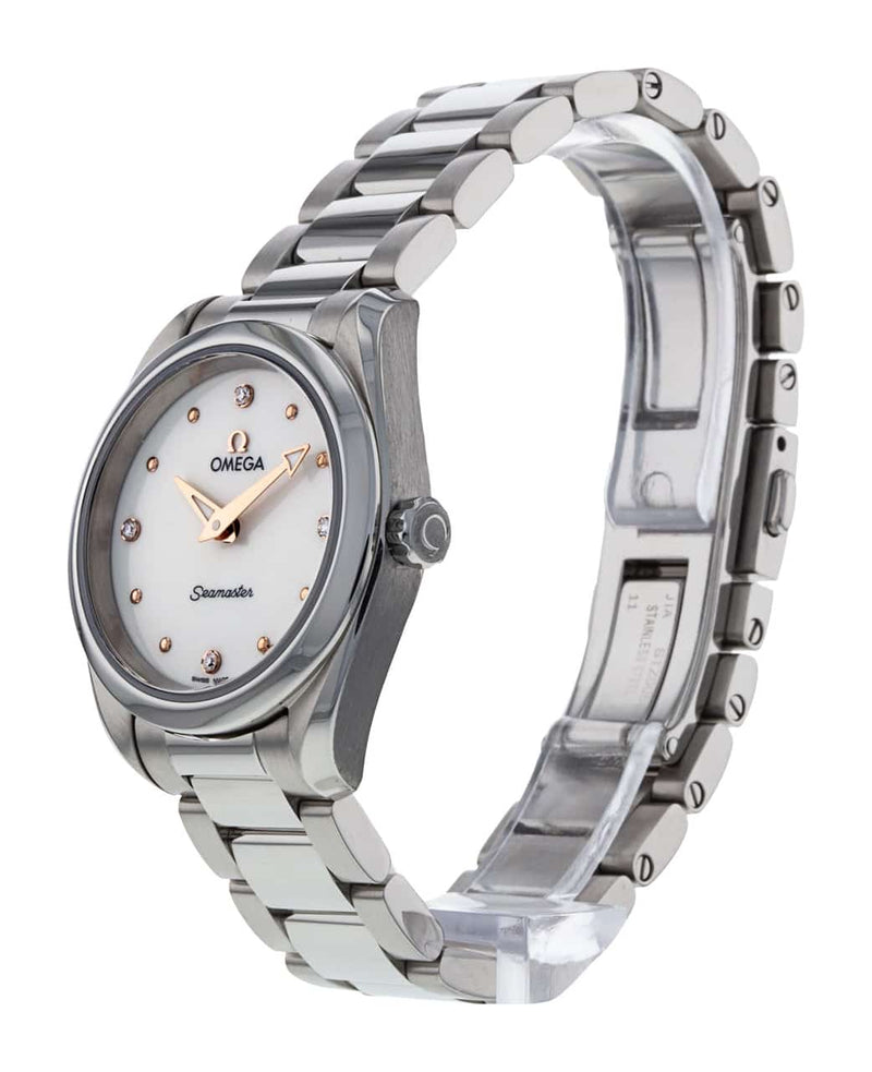 Shop Omega Seamaster Aqua Terra Quartz Diamond Silver Dial Silver Steel Strap Watch for Women - 220.10.28.60.54.001 in USA