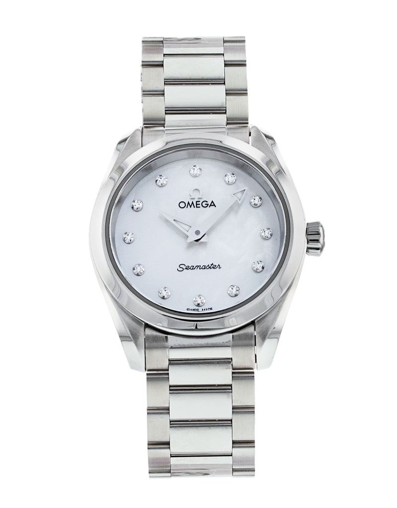Omega Seamaster Aqua Terra Quartz Diamonds Mother of Pearl Dial Silver Steel Strap Watch for Women - 220.10.28.60.55.001 Buy Now By Omega