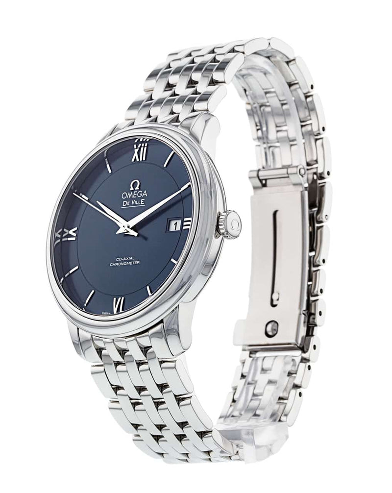 Shop Omega De Ville Prestige Co-Axial Orbis Blue Dial Silver Steel Strap Watch for Men - 424.10.40.20.03.001 in USA
