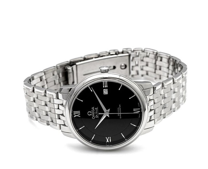 Shop Omega De Ville Prestige Co-Axial Black Dial Silver Steel Strap Watch for Men - 424.10.40.20.01.001 in USA