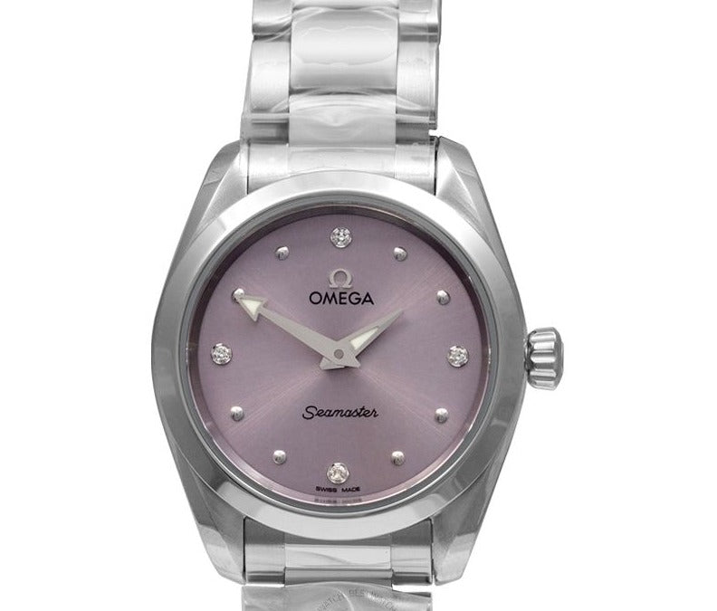Shop Omega Seamaster Aqua Terra Quartz Purple Dial Silver Steel Strap Watch for Women - 220.10.28.60.60.001 in USA