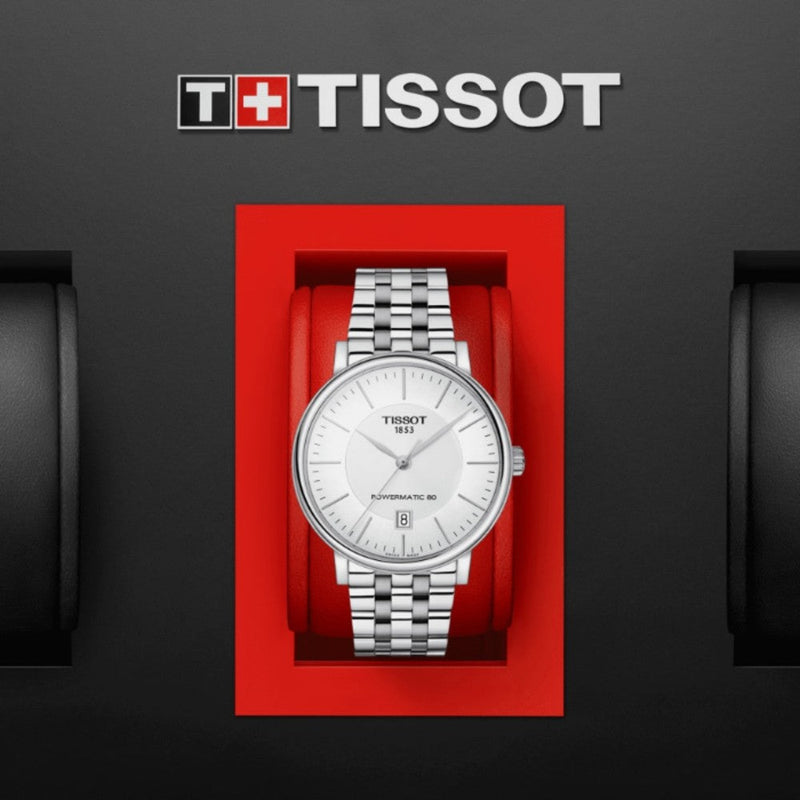 Tissot T Classic Carson Premium Powermatic 80 White Dial Silver Steel Strap Watch For Men - T122.407.11.031.00 Buy Now By Tissot