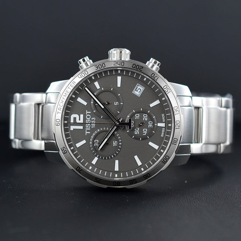 Tissot Quickster Chronograph Black Dial Silver Steel Strap Watch For Men - T095.417.11.067.00 Buy Now By Tissot