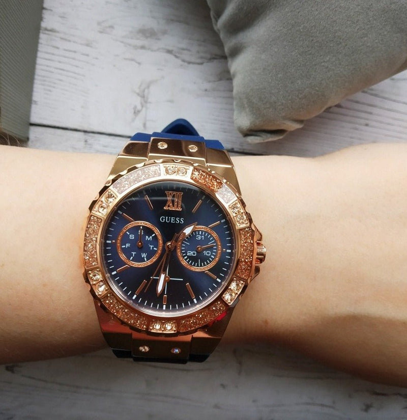 Guess Limelight Blue Dial Blue Silicone Strap Watch For Women - W1053L1 Buy Now By Guess