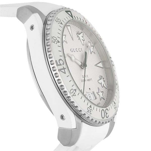 Shop Gucci Dive Quartz White Dial White Rubber Strap Watch For Men - YA136337 in USA