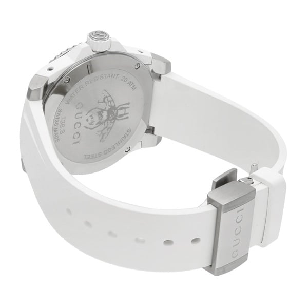 Shop Gucci Dive Quartz White Dial White Rubber Strap Watch For Men - YA136337 in USA