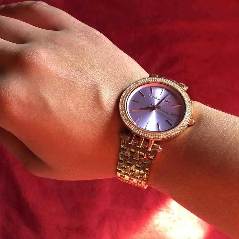 Michael Kors Darci Purple Dial Rose Gold Steel Strap Watch for Women - MK3400 Buy Now By Michael Kors
