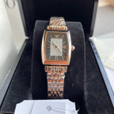 Emporio Armani Gianni T-Bar Analog Crystal Brown Dial Rose Gold Steel Strap Watch For Women - AR11407 Buy Now By Emporio Armani
