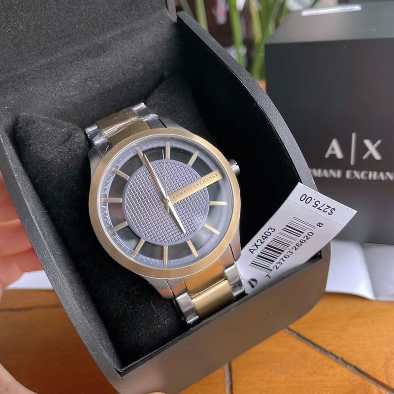Armani Exchange Hampton Chronograph Grey Dial Two Tone Steel Strap Watch For Men - AX2403 Buy Now By Armani Exchange
